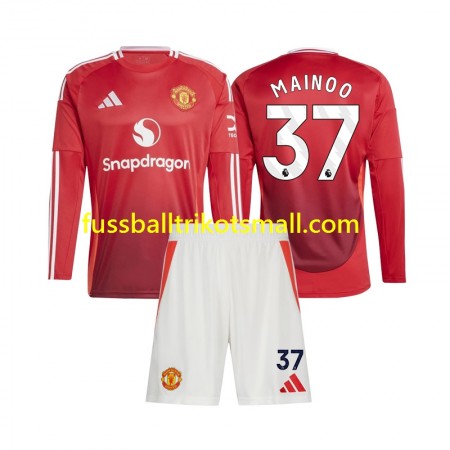 Fußballtrikots Manchester United Kobbie Mainoo 37 Kinder 2024-2025 Langarm Heimtrikotsatz kaufen